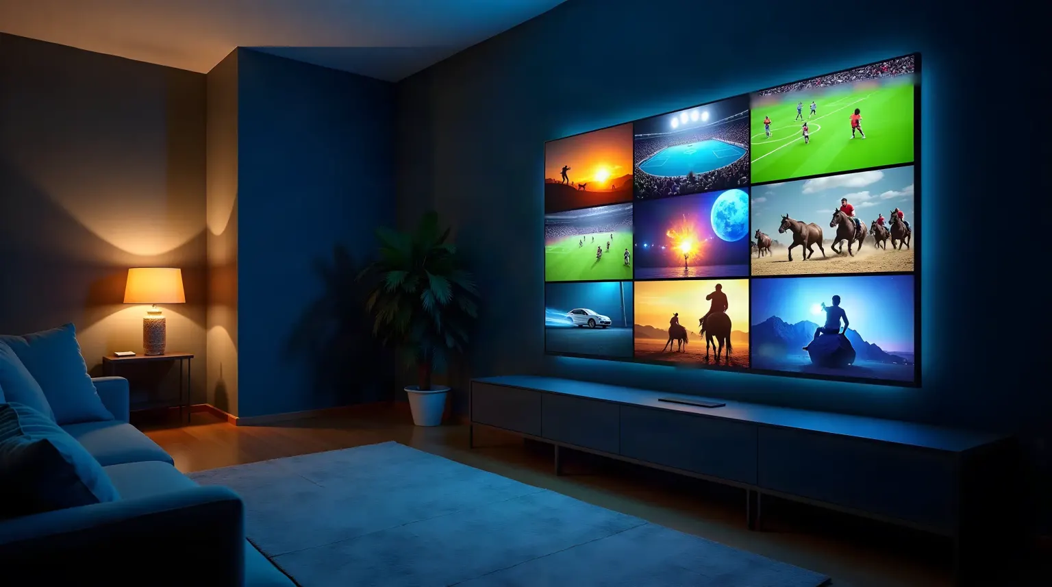 IPTV Nederland op een groot tv-scherm: live sport en films naast elkaar in één overzicht